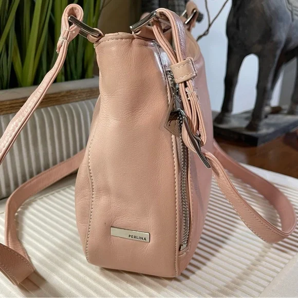 Perlina New York Pink Leather Shoulder Bag - Picture 4 of 16